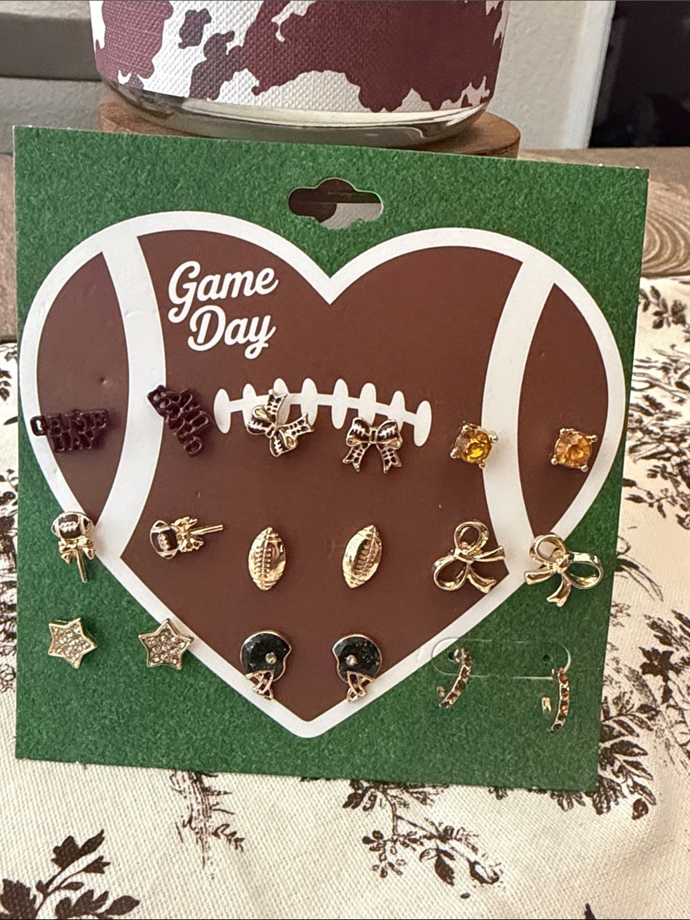 Game Day Football Earring Set - Brown & Gold